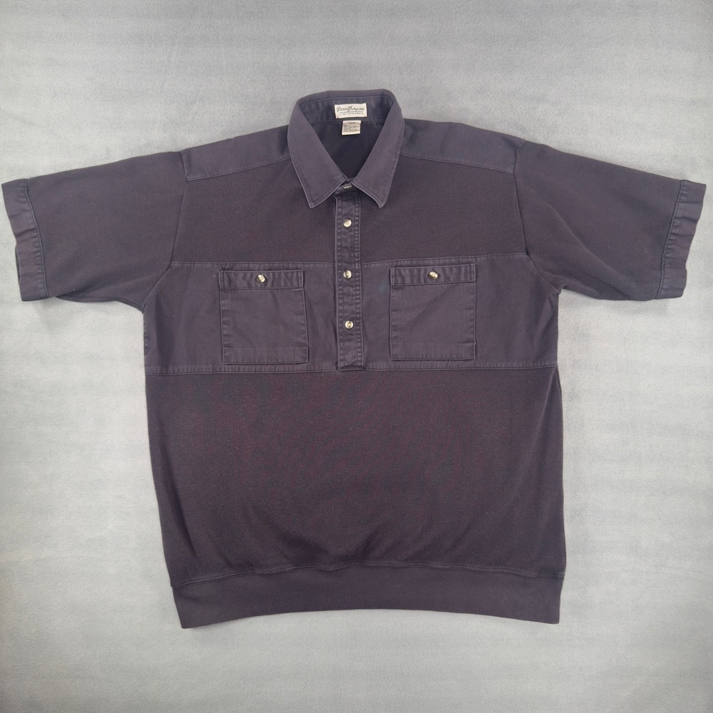 Vintange Norm Thompson Mens XL Double Pocket Normcore Short Sleeve Knit Polo